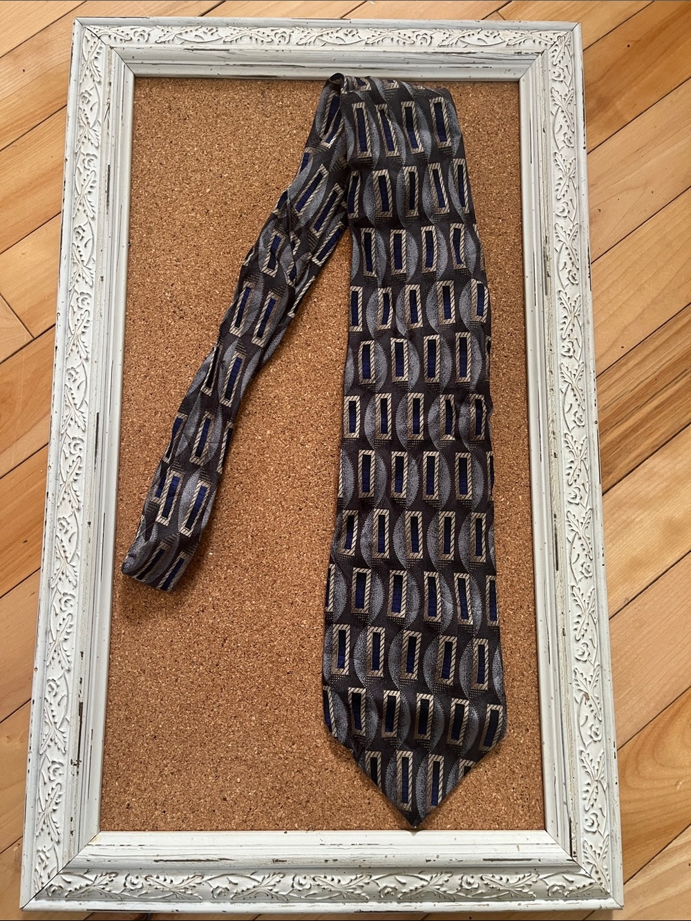 Classic Geometric Pattern Men's Tie - Blue and Gray